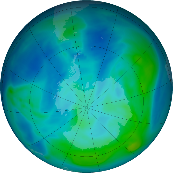 Antarctic ozone map for 27 February 2006